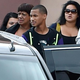 Former NBA player Lamar Odom’s aunt JaNean Mercer, son Lamar Odom Jr. and Liza Morales exit through a back door after visiting Lamar Odom at Sunrise Hospital & Medical Center on Oct. 15, 2015, in Las Vegas.
David Becker/Getty Images